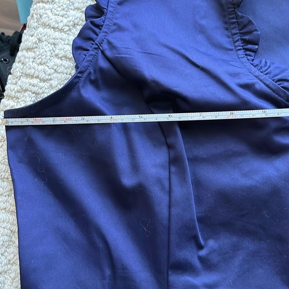 41 Hawthorne Camilla Scalloped Detail Blouse, Navy - Picture 7 of 7